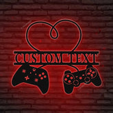 Custom Gamer Room Sign With Led Lights, Gift For Gamer Boyfriend Husband, Personalized Game Controllers Metal Wall Art, Gamer Sign, Game Room Decor